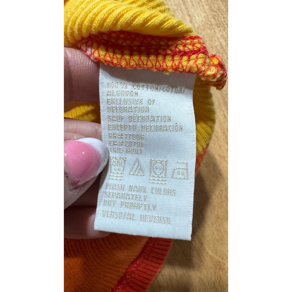 Tommy Hilfiger Womens Striped Rugby Polo Shirt Orange Yellow Red Long Sleeve M - Picture 4 of 5